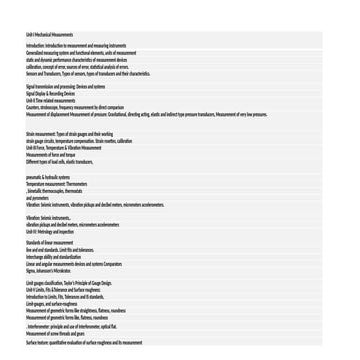 Syllabus of measurement and metrology for engineering