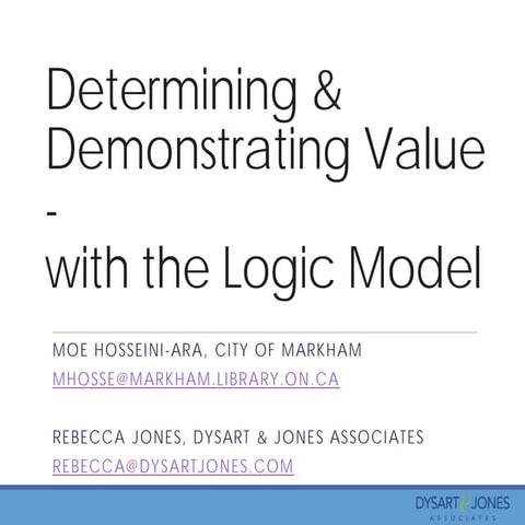 Determing & Demonstrating Value with the Logic Model