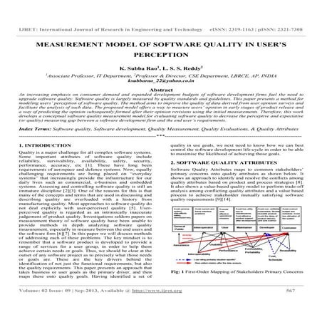 Measurement model of software quality in user’s