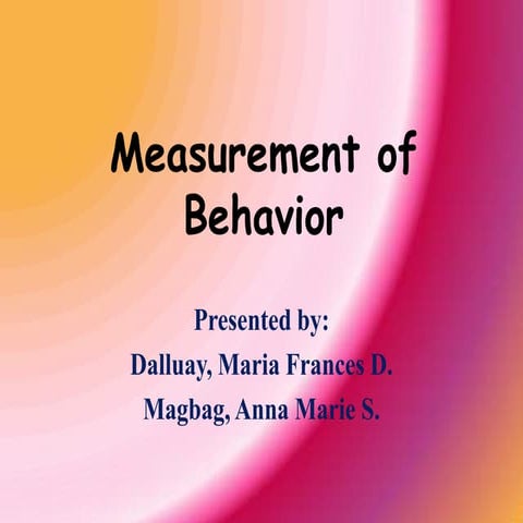 Measurement of behavior