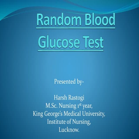 Measurement of blood glucose