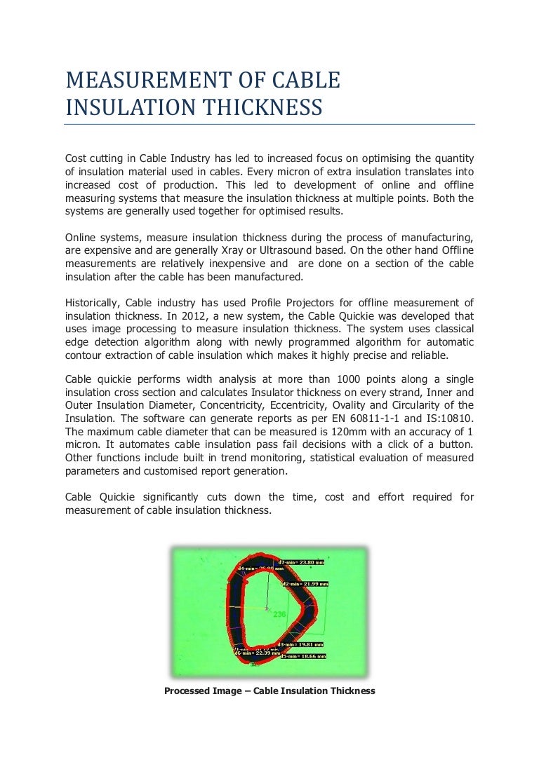 Measurement of cable insulation thickness