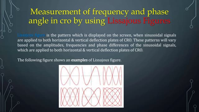 Measurement of frequency and phase angle in cro by lissajous figures
