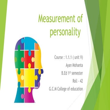 Assessment  of personality