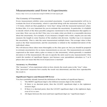 Measurements and error in experiments
