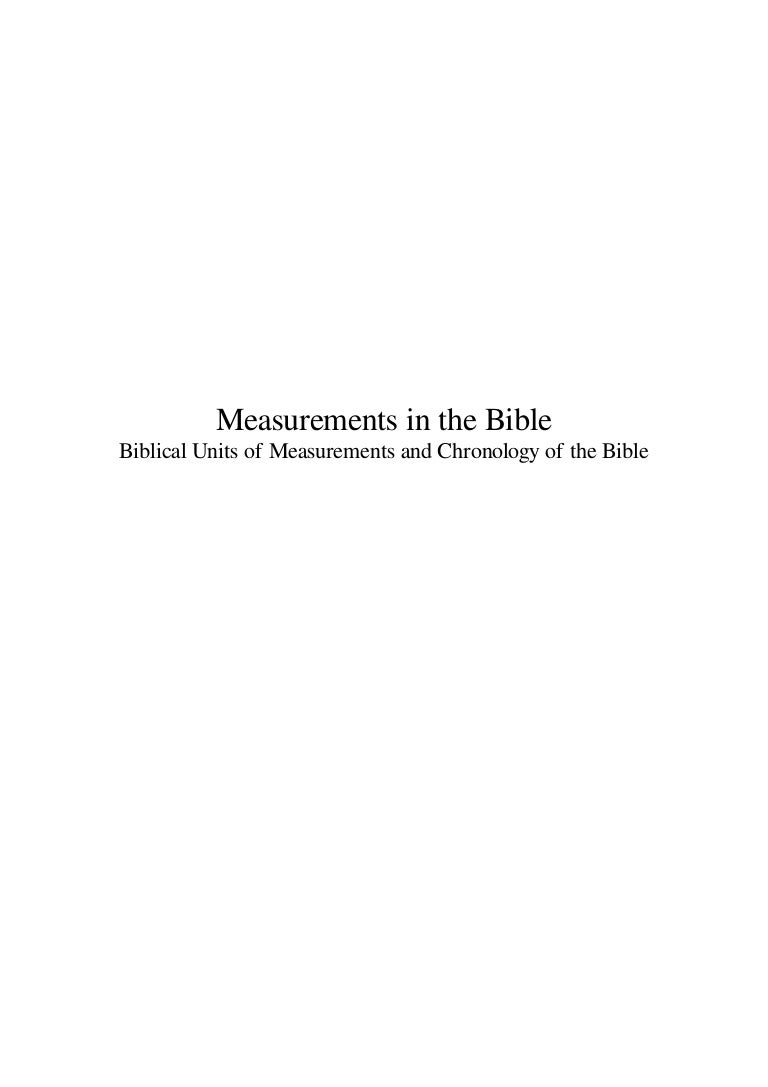 Measurements in the Bible Biblical Units of Measurements and Chronolo…