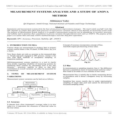 Measurement systems analysis and a study of anova method
