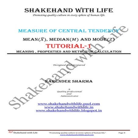 Measure of central tendency (Mean, Median and Mode)