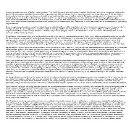 Measure of safety culture