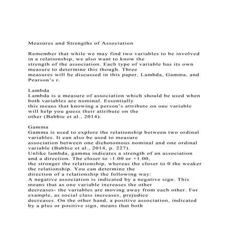 Measures and Strengths of AssociationRemember that while w.docx