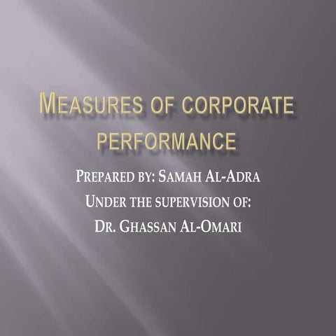 Measures of corporate performance
