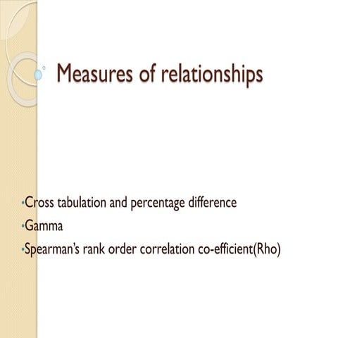 Measures of relationships