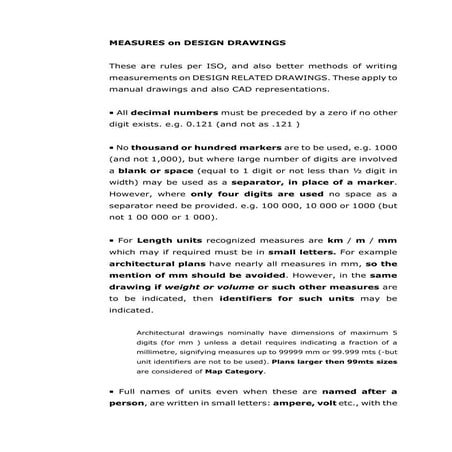 Measures on Design Drawings