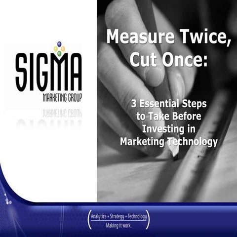 Marketing Technology Investment.  You Need To Measure Twice.  Cut Once.  