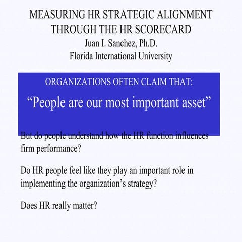 Measuring Hr Strategic Alignment Through The Hr Scorecard