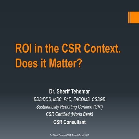 Measuring Social Return on Investment (SROI)