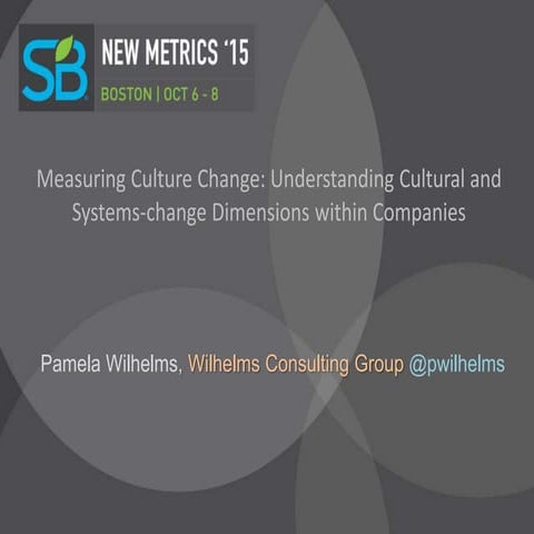 Measuring Culture Change: Understanding Cultural and Systems-change Dimension...