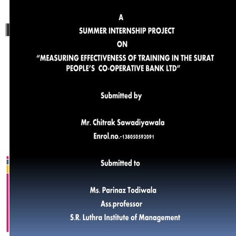 Measuring effectiveness of training at surat peoples co op bank
