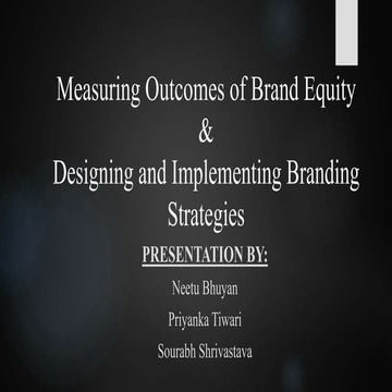 Measuring outcomes of brand equity and designing & implementing branding stra...