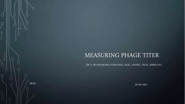 Measuring phage titer