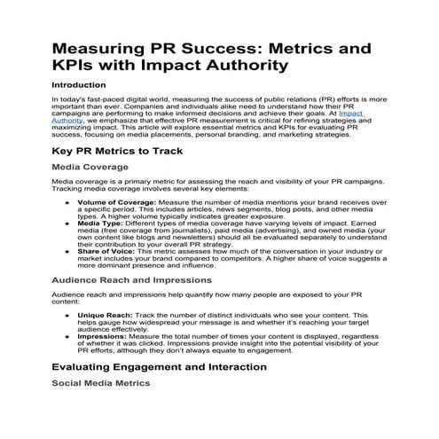 Evaluating PR Campaigns - Napier PR | PPTX
