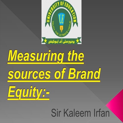 Measuring Sources of Brand Equity -Brand Management