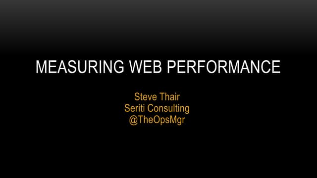 Measuring web performance. Velocity EU 2011