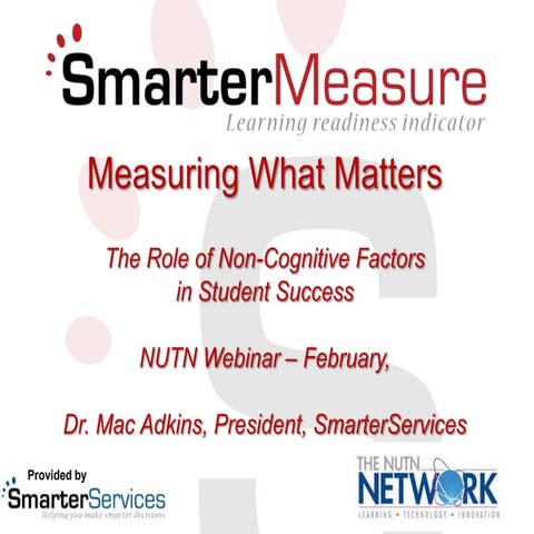 Measuring What Matters; Noncognitive Skills - Webinar Hosted by NUTN