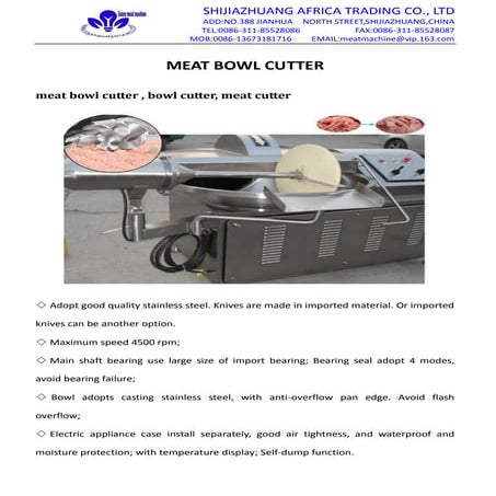 Meat bowl cutter | PDF