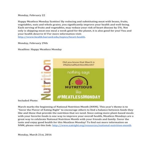 Meatless mondays irvine posts | DOC