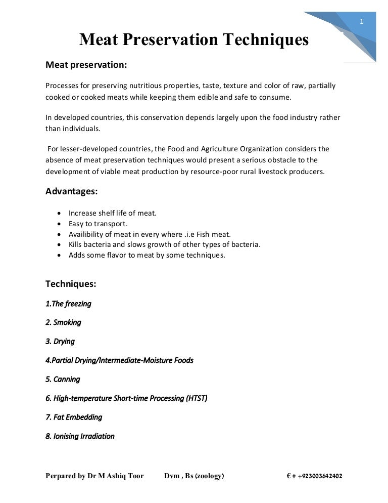 Meat preservation techniques