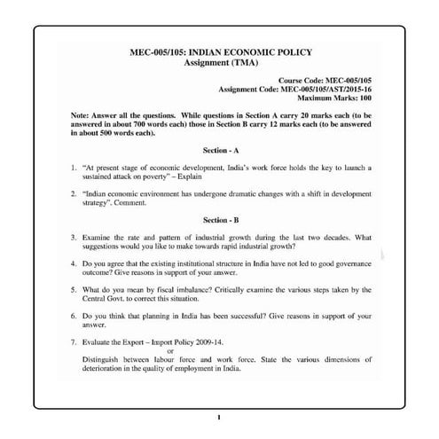 Mec-105 2015-16 Free Ignou Assignment