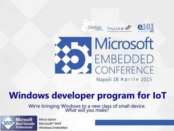 Mec 2015 - Windows developer program for IoT