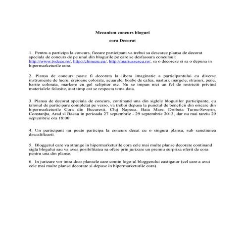 Mecanism concurs bloggeri - concurs de deCORAt cifre