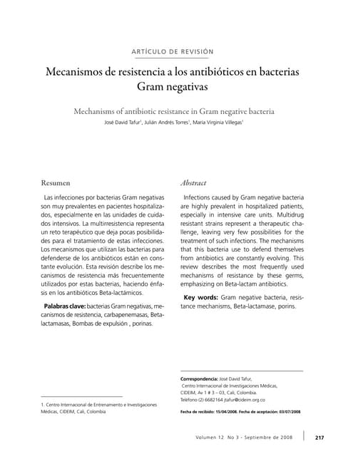 Mecanismo de resistencia gram negativos