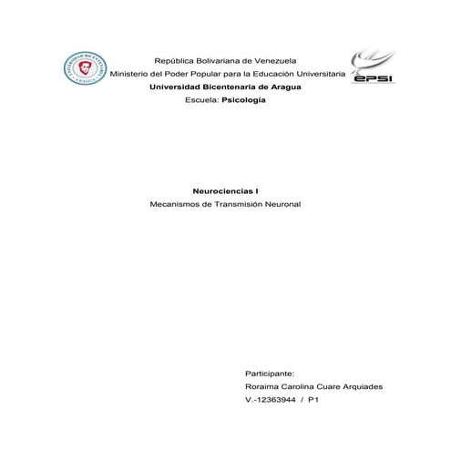 Mecanismos de transmisión neuronal