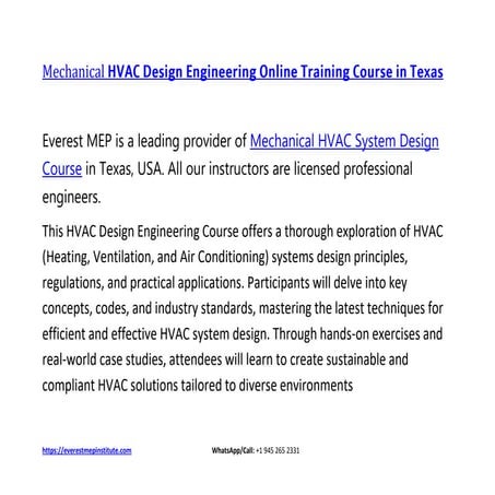 𝗛𝗩𝗔𝗖 𝗗𝗲𝘀𝗶𝗴𝗻 𝗘𝗻𝗴𝗶𝗻𝗲𝗲𝗿𝗶𝗻𝗴 𝗢𝗻𝗹𝗶𝗻𝗲 𝗧𝗿𝗮𝗶𝗻𝗶𝗻𝗴 𝗖𝗼𝘂𝗿𝘀𝗲 𝗶𝗻 𝗧𝗲𝘅𝗮𝘀 | PDF