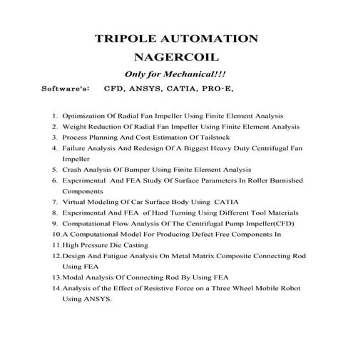 Mechanical Project Title 2014
