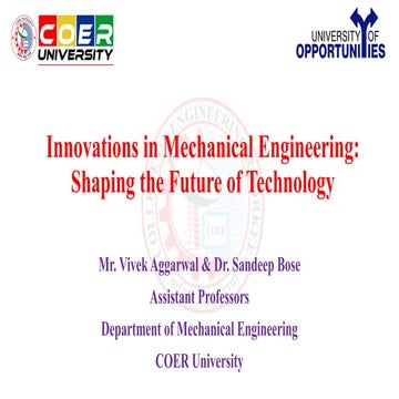 Innovations and Career Opportunities in Mechanical Engineering at COER ...