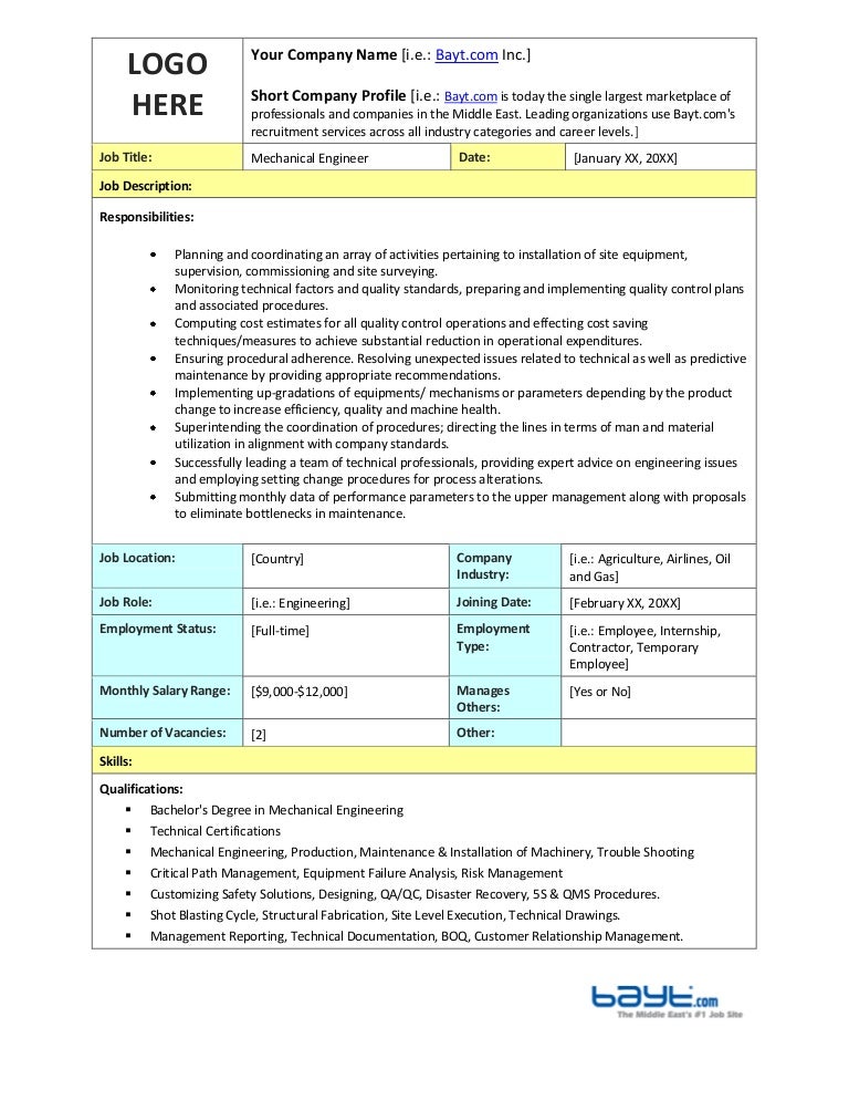 technical engineer job description