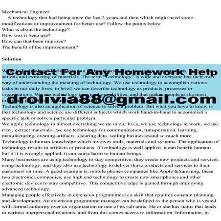 Mechanical Engineer    A technology that had being since the last .pdf