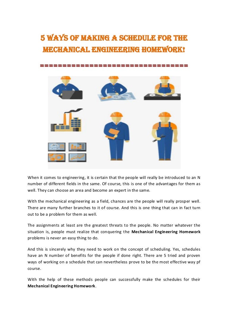 5 Ways of Making a Schedule for the Mechanical Engineering Homework!