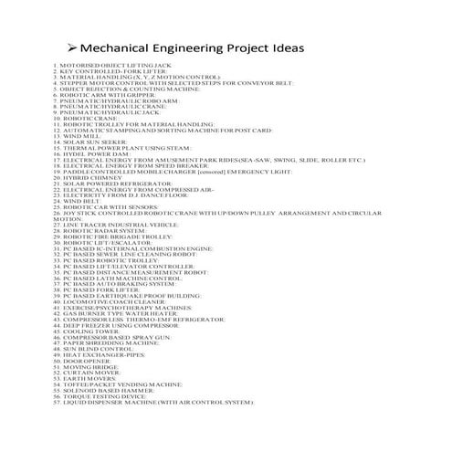 Mechanical engineering project ideas