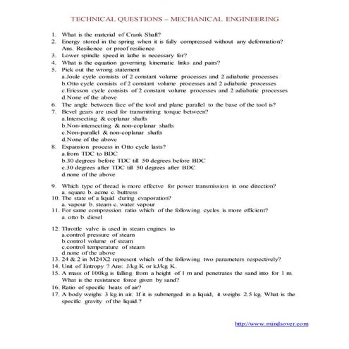 Mechanicalinterviewquestions