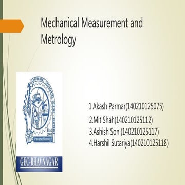Mechanical measurement and metrology