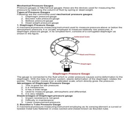 Mechanical pressure gauges