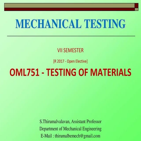 Mechanical Testing : Testing Of Materials
