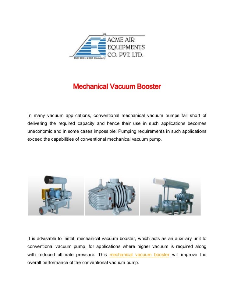Mechanical Vacuum Booster
