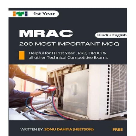 Mechanic Refrigeration and Air Conditioning Question Paper ITI 1st Year MCQ B...