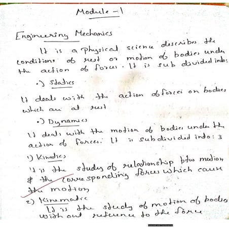 Mechanics module 1 and2 | PDF